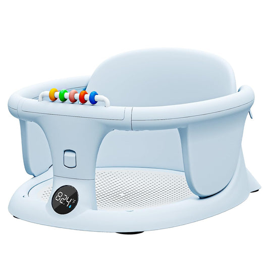 Baby Bath Seats for Babies Sitting Up, Infant Bath Chair for 6+ Months | Temperature Display & Aler Function, Toddler Bath Seat with Suction Cups and Soft Cushion, Baby Shower Chair for Bathtub Sink