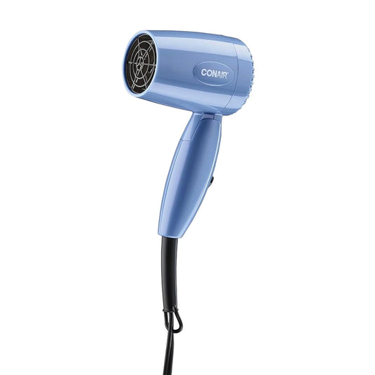 Dual Voltage Hair Dryer, Compact Folding Handle Design, 1600W | Travel blow dryer for on-the-go styling with foldable 0.75-lb design, high-velocity airflow, and various heat/speed settings