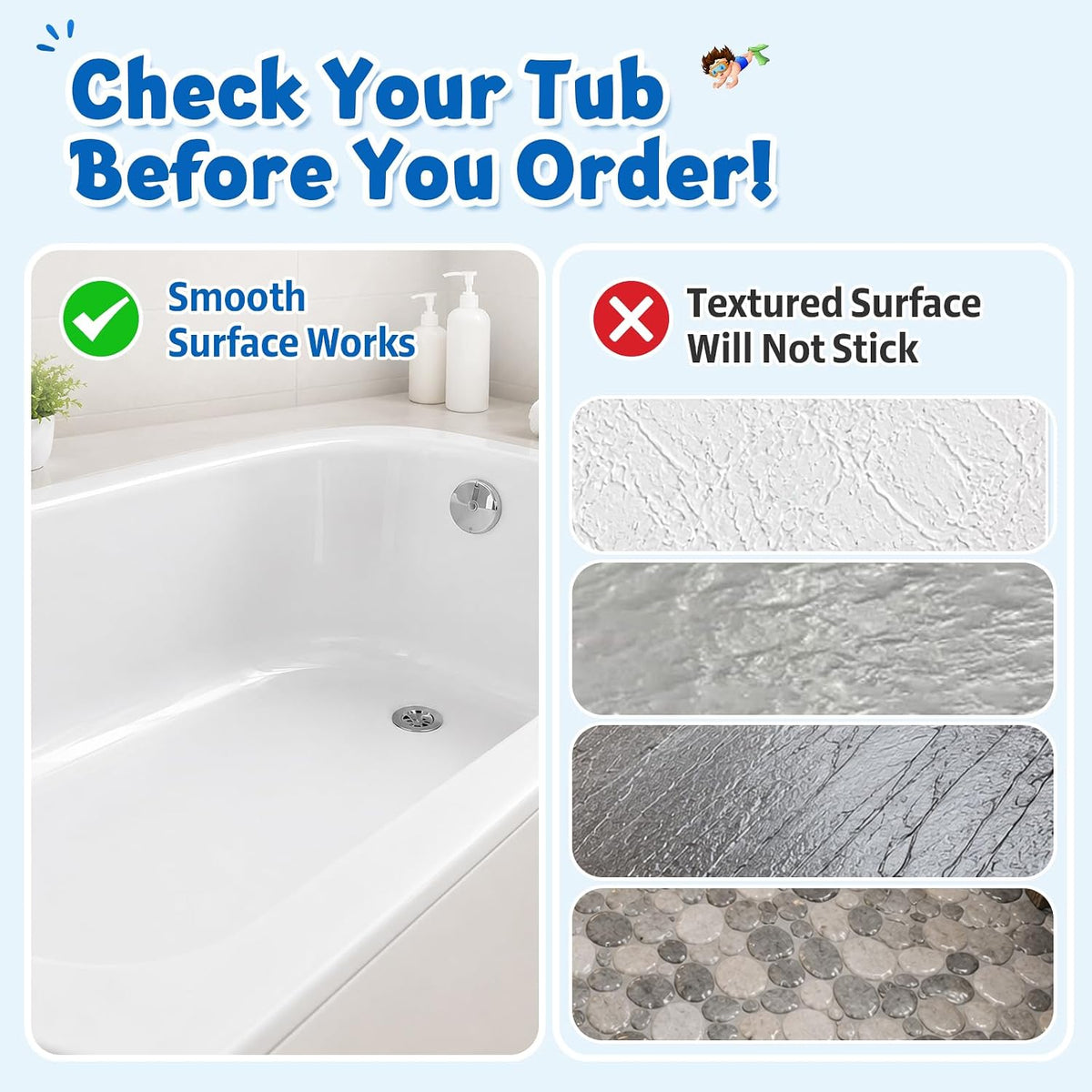 Bath Mat for Tub Non Slip Bathtub Mat Non Slip 40x16 Baby Bath Mat
