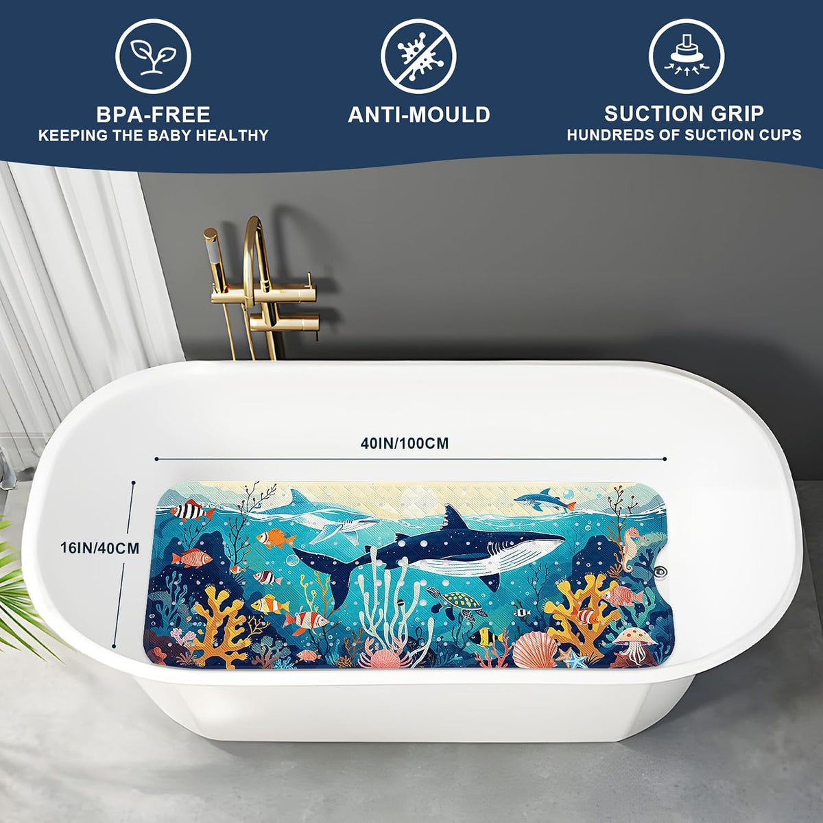 Bath Mat for Tub Non Slip Bathtub Mat Non Slip 40x16 Baby Bath Mat