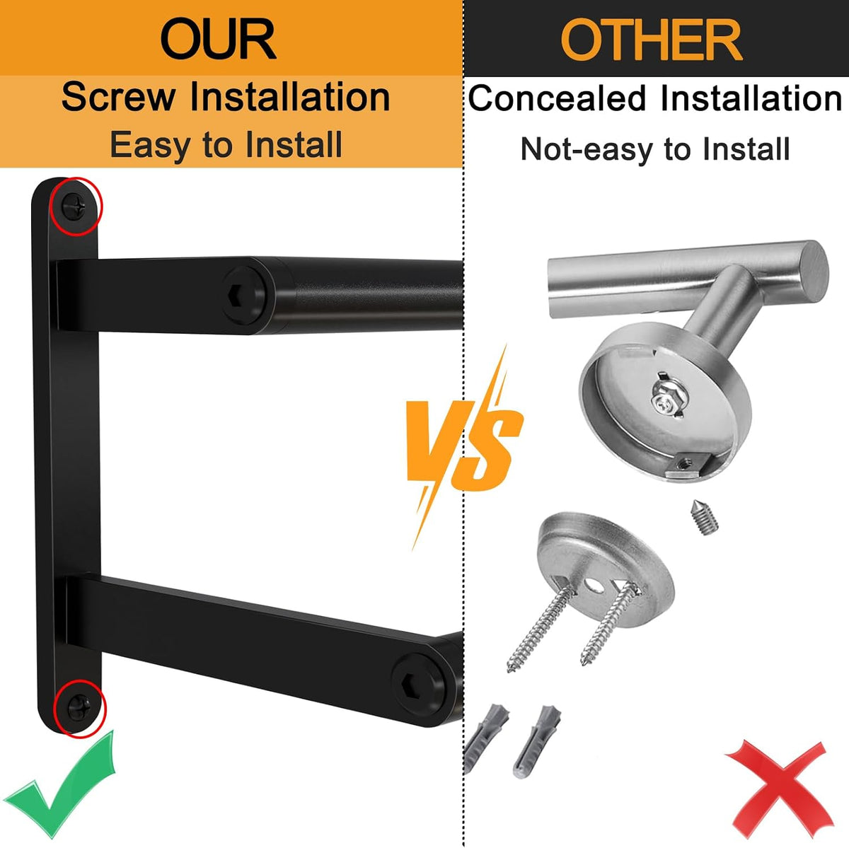 Double Towel Bar, 24Inch Towel Rack for Bathroom, Stainless Steel Double Bath Towel Bar, Wall Mounted Towel Holder, Double Towel Rod Towel Rail Hanger for Wall, Kitchen (Matte Black)