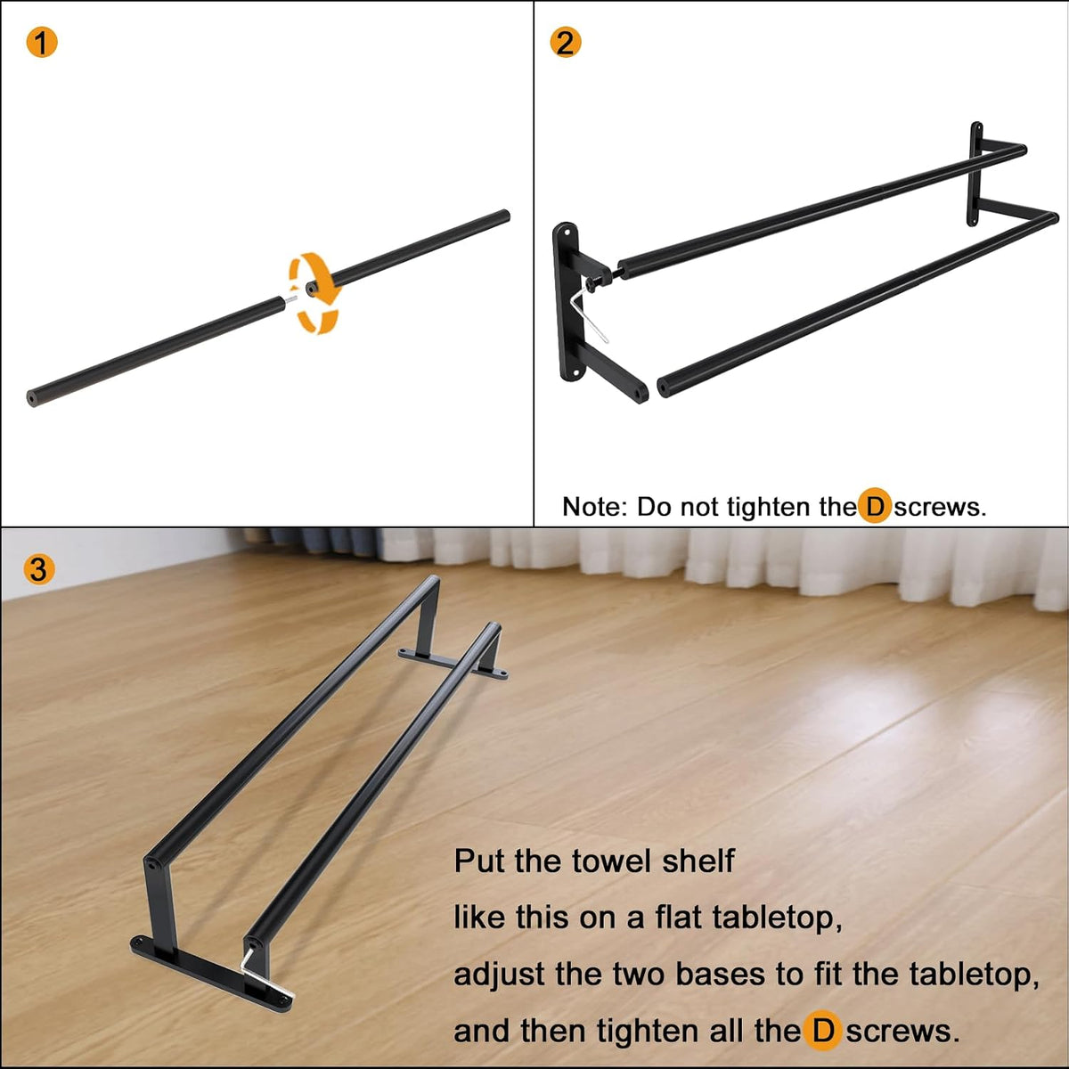 Double Towel Bar, 24Inch Towel Rack for Bathroom, Stainless Steel Double Bath Towel Bar, Wall Mounted Towel Holder, Double Towel Rod Towel Rail Hanger for Wall, Kitchen (Matte Black)