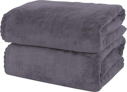 2 Pack Premium Bath Towel Set - Quick Drying - Microfiber Coral Velvet Highly Absorbent Towels - Multipurpose Use as Bath Fitness, Bathroom, Shower, Sports, Yoga Towel (Grey)