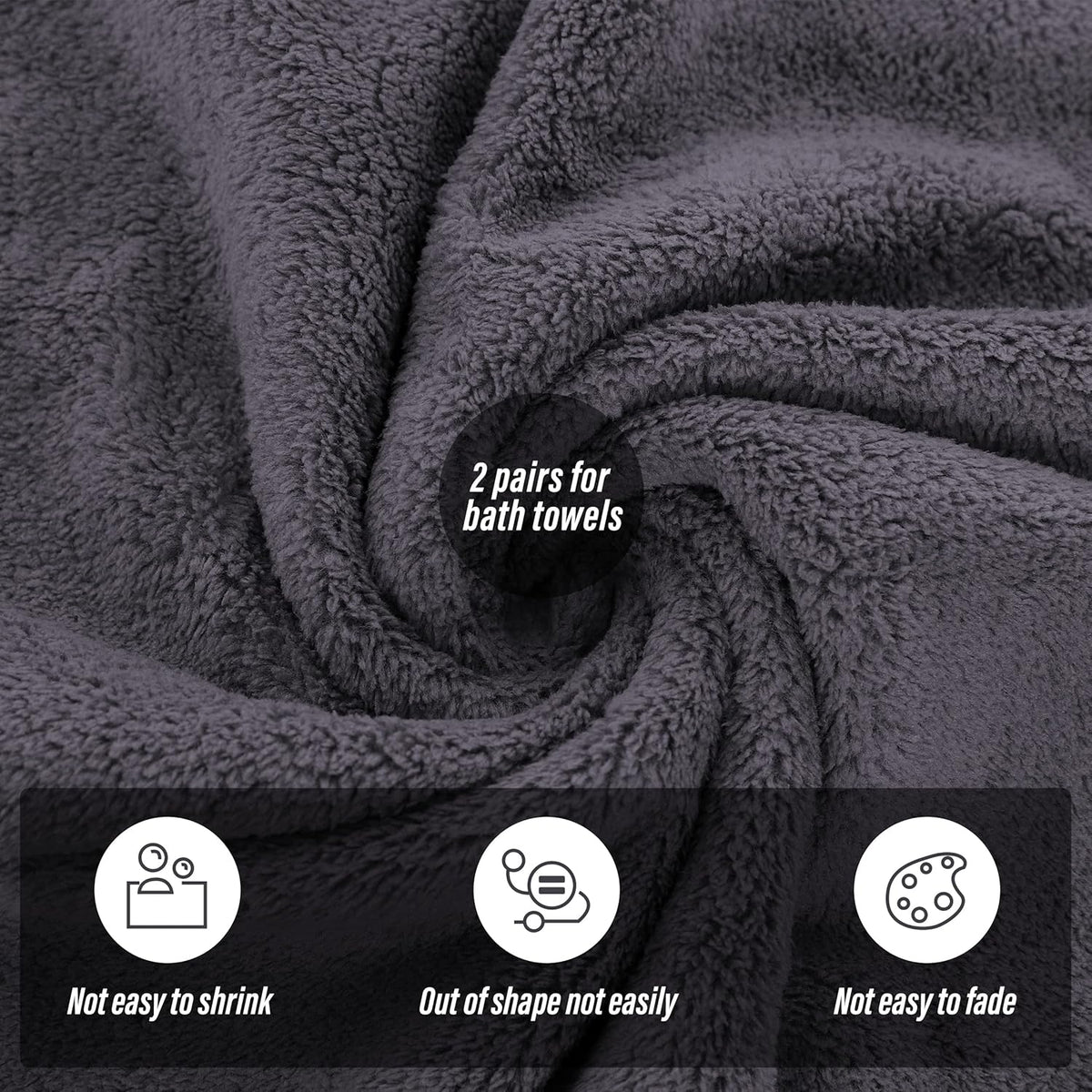 2 Pack Premium Bath Towel Set - Quick Drying - Microfiber Coral Velvet Highly Absorbent Towels - Multipurpose Use as Bath Fitness, Bathroom, Shower, Sports, Yoga Towel (Grey)