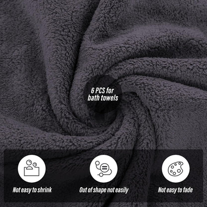 2 Pack Premium Bath Towel Set - Quick Drying - Microfiber Coral Velvet Highly Absorbent Towels - Multipurpose Use as Bath Fitness, Bathroom, Shower, Sports, Yoga Towel (Grey)