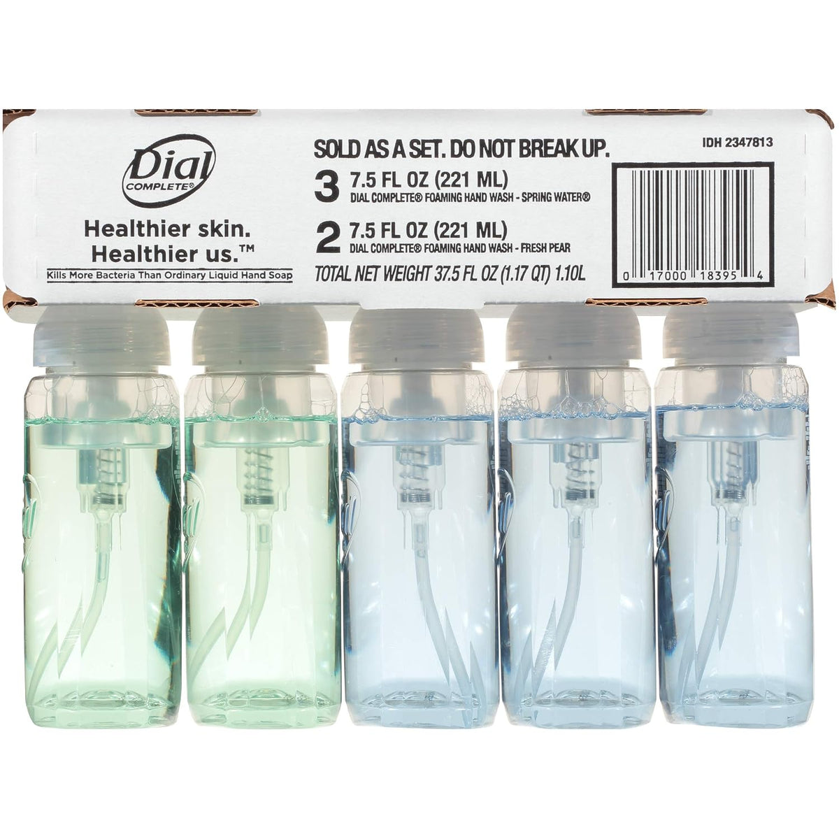 Dial Complete Antibacterial Foaming Hand Soap, 2-Scent Variety Pack, Spring Water/Fresh Pear, 7.5 Fluid Ounces Each , 5 count (Pack of 1)