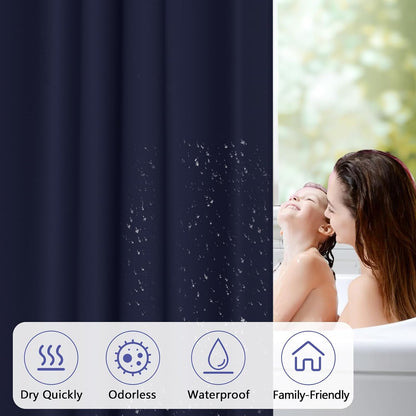 Waterproof Fabric Shower Curtain Liner with 3 Extra-Large Magnets, 72 x 72 inch Washable Cloth Shower Liner Odorless Hotel Quality, Neutral White Lightweight Shower Curtain for Bathroom