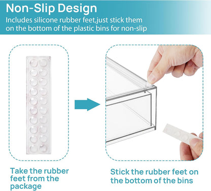 Clear Stackable Storage Drawers Set of 5, Plastic Organizer Bins