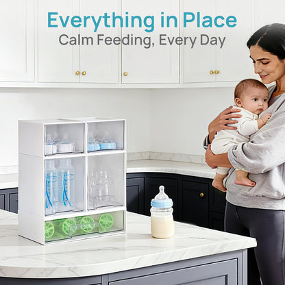 Clear Stackable Storage Drawers Set of 5, Plastic Organizer Bins