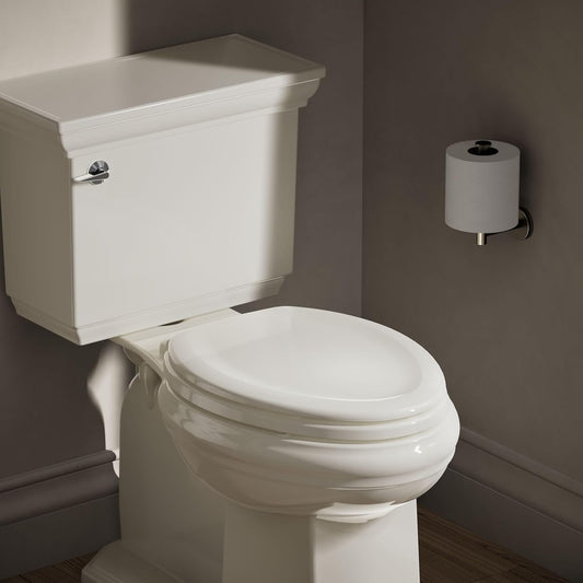 Stonewood Quiet-Close, Elongated Toilet Seat Soft Close, Durable Wood, Easy Installation, Universal Fit, Home Essentials, White Finish, K-20466-0