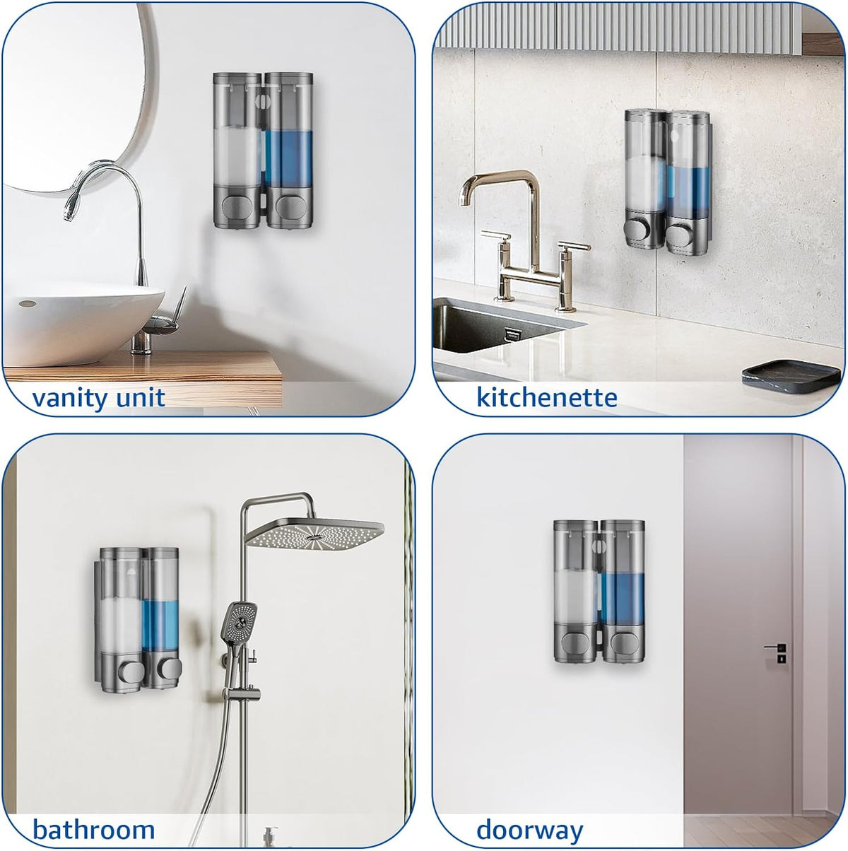 Pollock Shampoo and Conditioner Dispenser 1 Chamber No Drill | Shower Soap Pump Dispenser Wall Mounted,Body Wash Dispenser,Shower Gel Shampoo Holder for Bathroom Accessories, (Gun1)