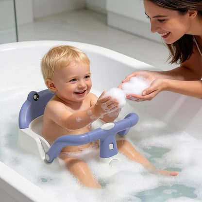 Baby Bath Seat for Babies 6 Months & Up, Non-Slip Toddler Bath Seat with Suction Cup, Safe and Comfortable Portable Infant Bathtub Chair for Bathroom, Bathtub Tub Sitting Up, Easy to Clean (Grey)
