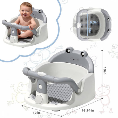 Baby Bath Seat for Babies 6 Months & Up, Non-Slip Toddler Bath Seat with Suction Cup, Safe and Comfortable Portable Infant Bathtub Chair for Bathroom, Bathtub Tub Sitting Up, Easy to Clean (Grey)