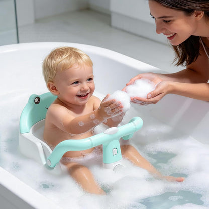 Baby Bath Seat for Babies 6 Months & Up, Non-Slip Toddler Bath Seat with Suction Cup, Safe and Comfortable Portable Infant Bathtub Chair for Bathroom, Bathtub Tub Sitting Up, Easy to Clean (Grey)