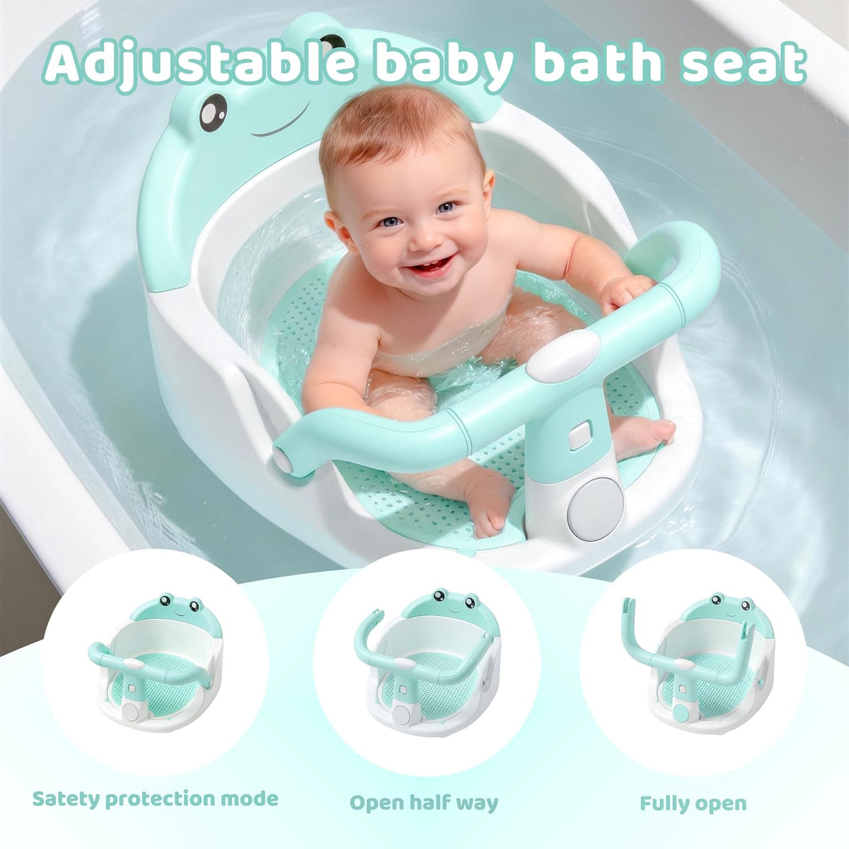 Baby Bath Seat for Babies 6 Months & Up, Non-Slip Toddler Bath Seat with Suction Cup, Safe and Comfortable Portable Infant Bathtub Chair for Bathroom, Bathtub Tub Sitting Up, Easy to Clean (Grey)