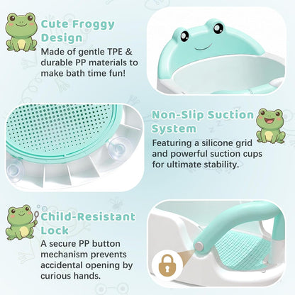 Baby Bath Seat for Babies 6 Months & Up, Non-Slip Toddler Bath Seat with Suction Cup, Safe and Comfortable Portable Infant Bathtub Chair for Bathroom, Bathtub Tub Sitting Up, Easy to Clean (Grey)