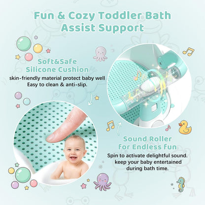 Baby Bath Seat for Babies 6 Months & Up, Non-Slip Toddler Bath Seat with Suction Cup, Safe and Comfortable Portable Infant Bathtub Chair for Bathroom, Bathtub Tub Sitting Up, Easy to Clean (Grey)