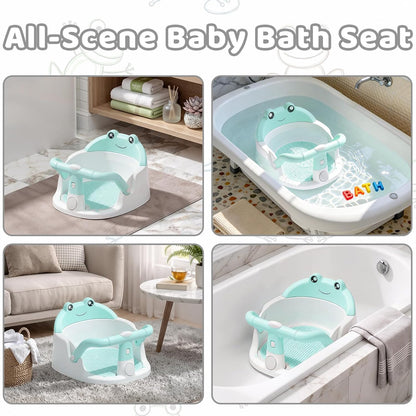 Baby Bath Seat for Babies 6 Months & Up, Non-Slip Toddler Bath Seat with Suction Cup, Safe and Comfortable Portable Infant Bathtub Chair for Bathroom, Bathtub Tub Sitting Up, Easy to Clean (Grey)