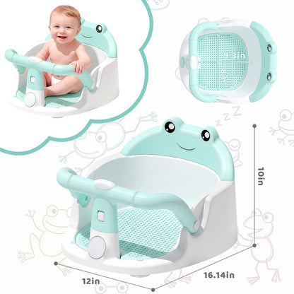 Baby Bath Seat for Babies 6 Months & Up, Non-Slip Toddler Bath Seat with Suction Cup, Safe and Comfortable Portable Infant Bathtub Chair for Bathroom, Bathtub Tub Sitting Up, Easy to Clean (Grey)