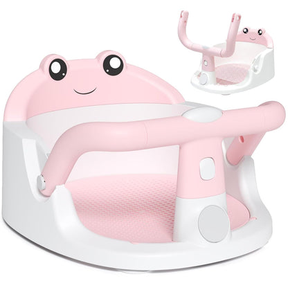 Baby Bath Seat for Babies 6 Months & Up, Non-Slip Toddler Bath Seat with Suction Cup, Safe and Comfortable Portable Infant Bathtub Chair for Bathroom, Bathtub Tub Sitting Up, Easy to Clean (Grey)
