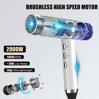 Hair Dryer with Unique Brushless Motor | Intelligent Fault Diagnosis | Innovative Microfilter | Oxy Active Technology | Led Display (Grey)