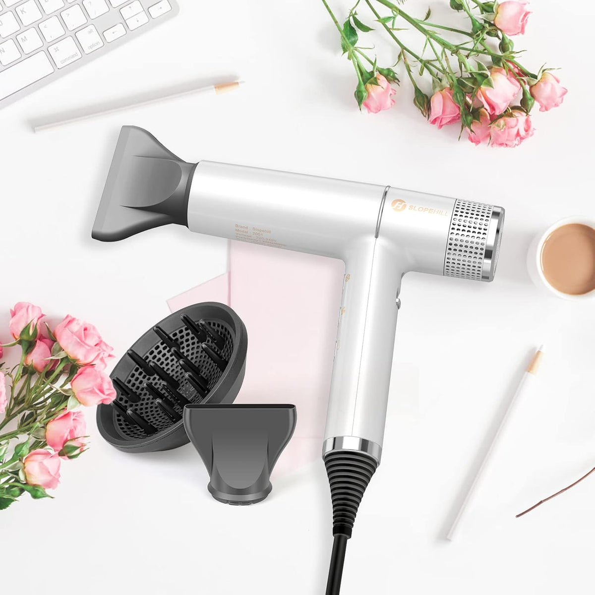 Hair Dryer with Unique Brushless Motor | Intelligent Fault Diagnosis | Innovative Microfilter | Oxy Active Technology | Led Display (Grey)