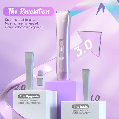Bikini Trimmer for Women Dual Head – IPX7 Waterproof & Painless Electric Razors for Pubic Hair, Face, Legs, Underarms – Portable Cordless Shaver with Fast Charging, Self Care Gifts for Women | IPX7 Waterproof, Rechargeable, Ceramic Blade, Body and Face