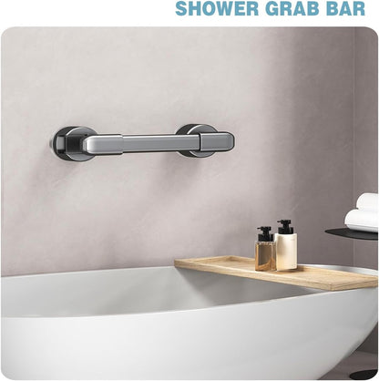 Suction Grab Bars for Showers，Bathroom Shower Grab Bar, Suction Cup Mount, Removable Shower Grab Bar, Suction Cup Grab Bar No Drilling Required, Gray