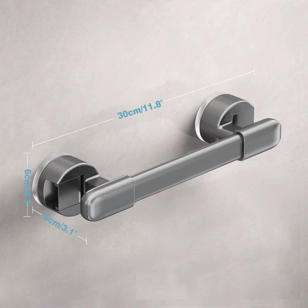 Suction Grab Bars for Showers，Bathroom Shower Grab Bar, Suction Cup Mount, Removable Shower Grab Bar, Suction Cup Grab Bar No Drilling Required, Gray
