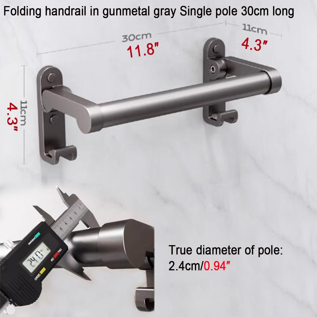 Suction Grab Bars for Showers，Bathroom Shower Grab Bar, Suction Cup Mount, Removable Shower Grab Bar, Suction Cup Grab Bar No Drilling Required, Gray