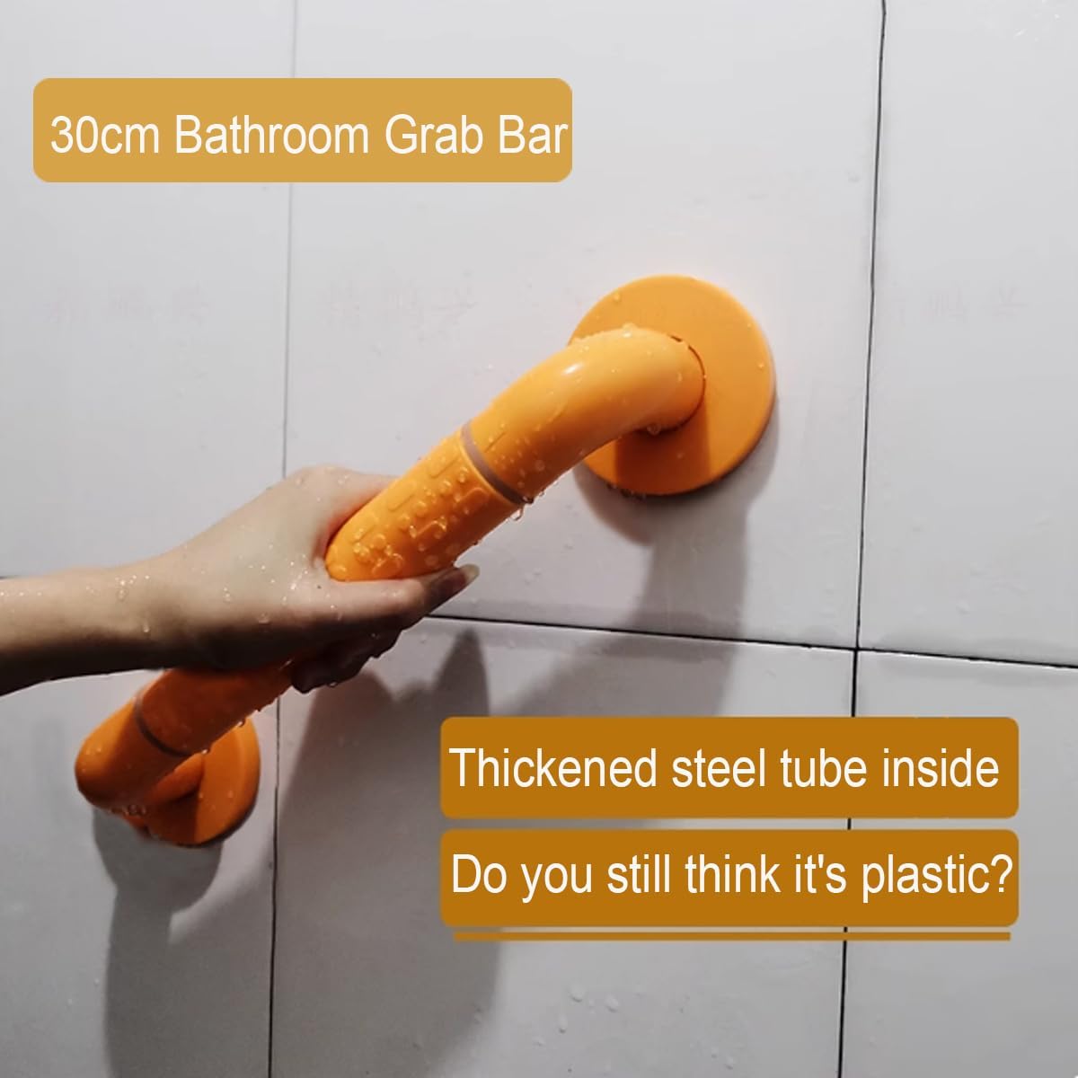 Suction Grab Bars for Showers，Bathroom Shower Grab Bar, Suction Cup Mount, Removable Shower Grab Bar, Suction Cup Grab Bar No Drilling Required, Gray