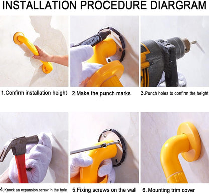 Suction Grab Bars for Showers，Bathroom Shower Grab Bar, Suction Cup Mount, Removable Shower Grab Bar, Suction Cup Grab Bar No Drilling Required, Gray