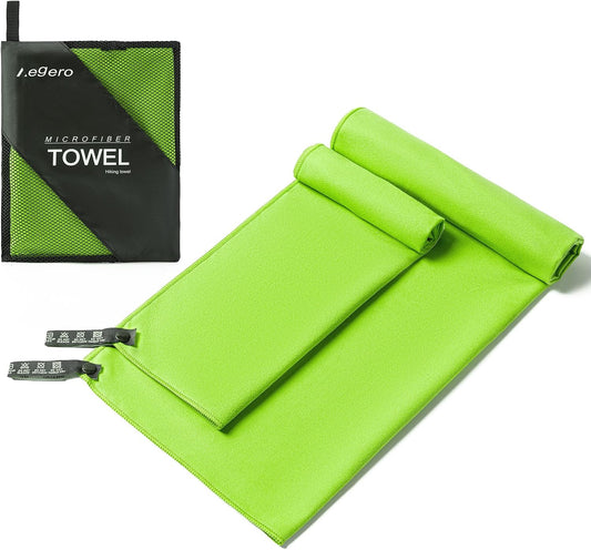 Camping Towel,2 Pack Microfiber Travel Sports Towel,Quick Dry-Super Absorbent-Ultra Compact-Ultra Soft-Lightweight.Suitable for Gym,Yoga,Trip,Beach,Shower,Backpacking,Pool(Army Green)