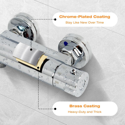 4" Thermostatic RV Shower Faucet Valve, RV Camper Shower Faucet Valve | Thermostatic Water Temperature, Adjustable Water Flow & Temperature, Use for RV, Camper Van, Travel Trailer, Motorhome