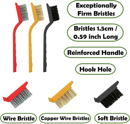 Grout Brush, Crevice Cleaning Brush Set, Stiff Bristle Scrub Brush | Ideal for bathroom cleaning supplies, tile, shower corners and small spaces. Nylon brushes for cleaning grout effectively