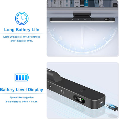 3W Dimmable Mirror Lights,3 Colors Adjustable Wall Light with 120 LED,Touch Control,2000mAh Rechargeable Battery Makeup Light, Magnetic Stick Light Bar for Cabinet,Kitchen,Closet,Bedside,Desk