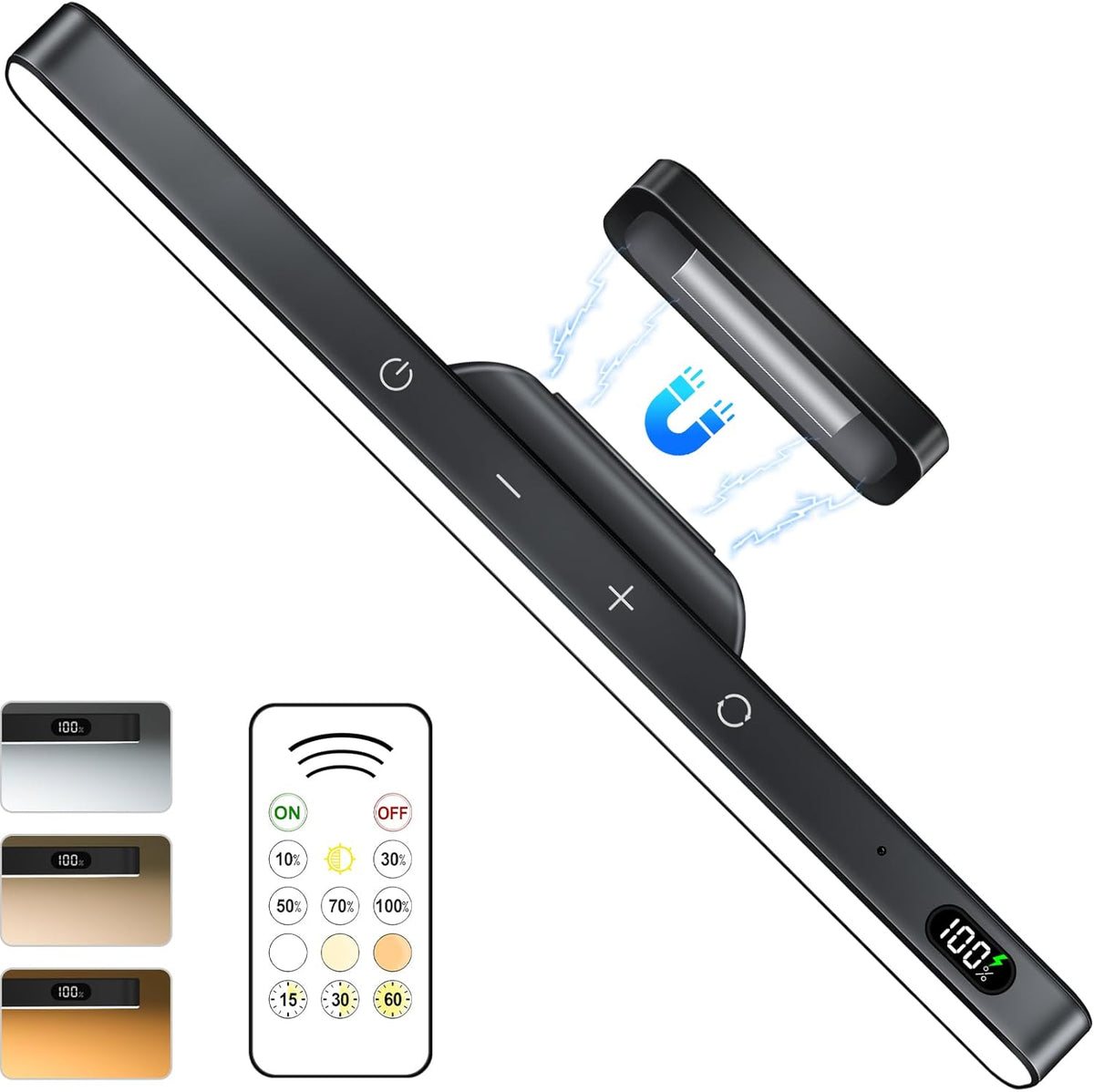3W Dimmable Mirror Lights,3 Colors Adjustable Wall Light with 120 LED,Touch Control,2000mAh Rechargeable Battery Makeup Light, Magnetic Stick Light Bar for Cabinet,Kitchen,Closet,Bedside,Desk