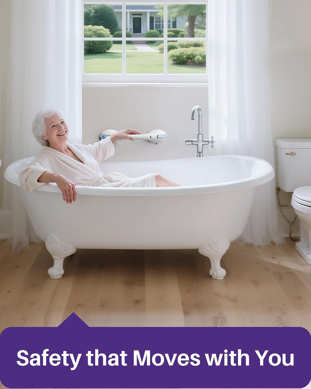 17.5 in 1 Pack Suction Grab Bars Bathtubs and Showers with Indicator