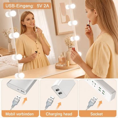 LED Vanity Lights for Mirror, Hollywood Style, 10 Dimmable Bulbs