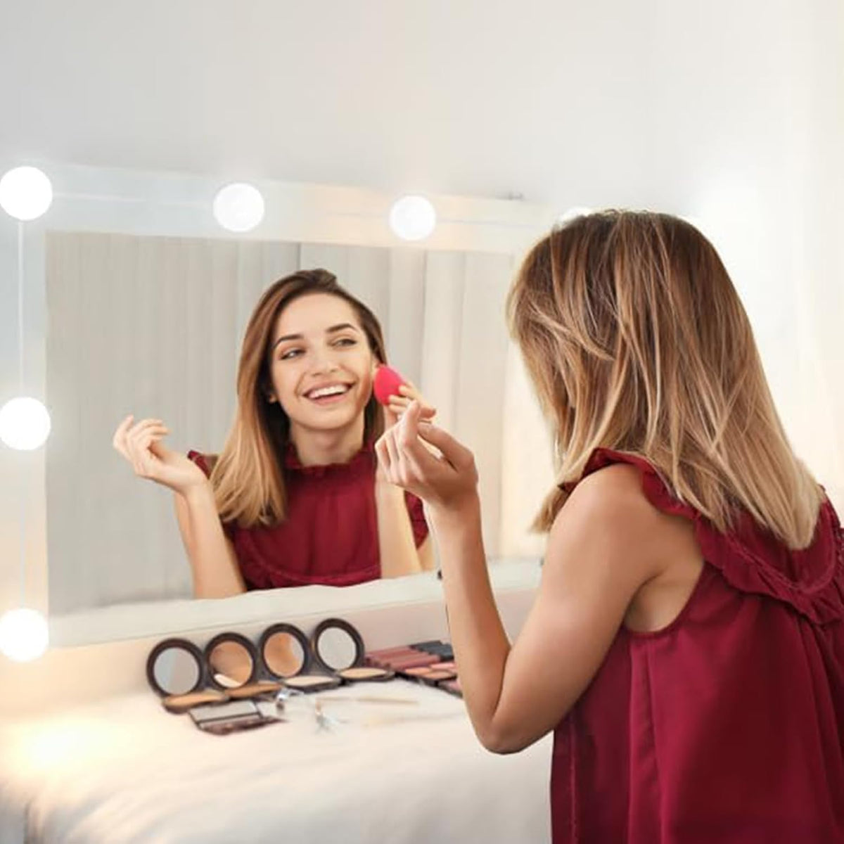 LED Vanity Lights for Mirror, Hollywood Style, 10 Dimmable Bulbs