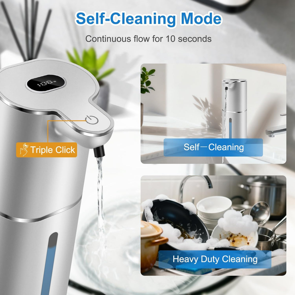 Automatic Foaming Soap Dispenser Digital Display, 6-Level Foam Adjustable