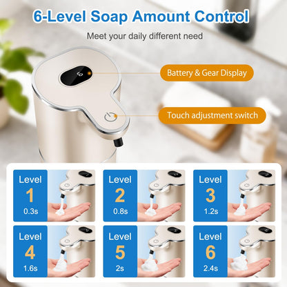 Automatic Foaming Soap Dispenser Digital Display, 6-Level Foam Adjustable