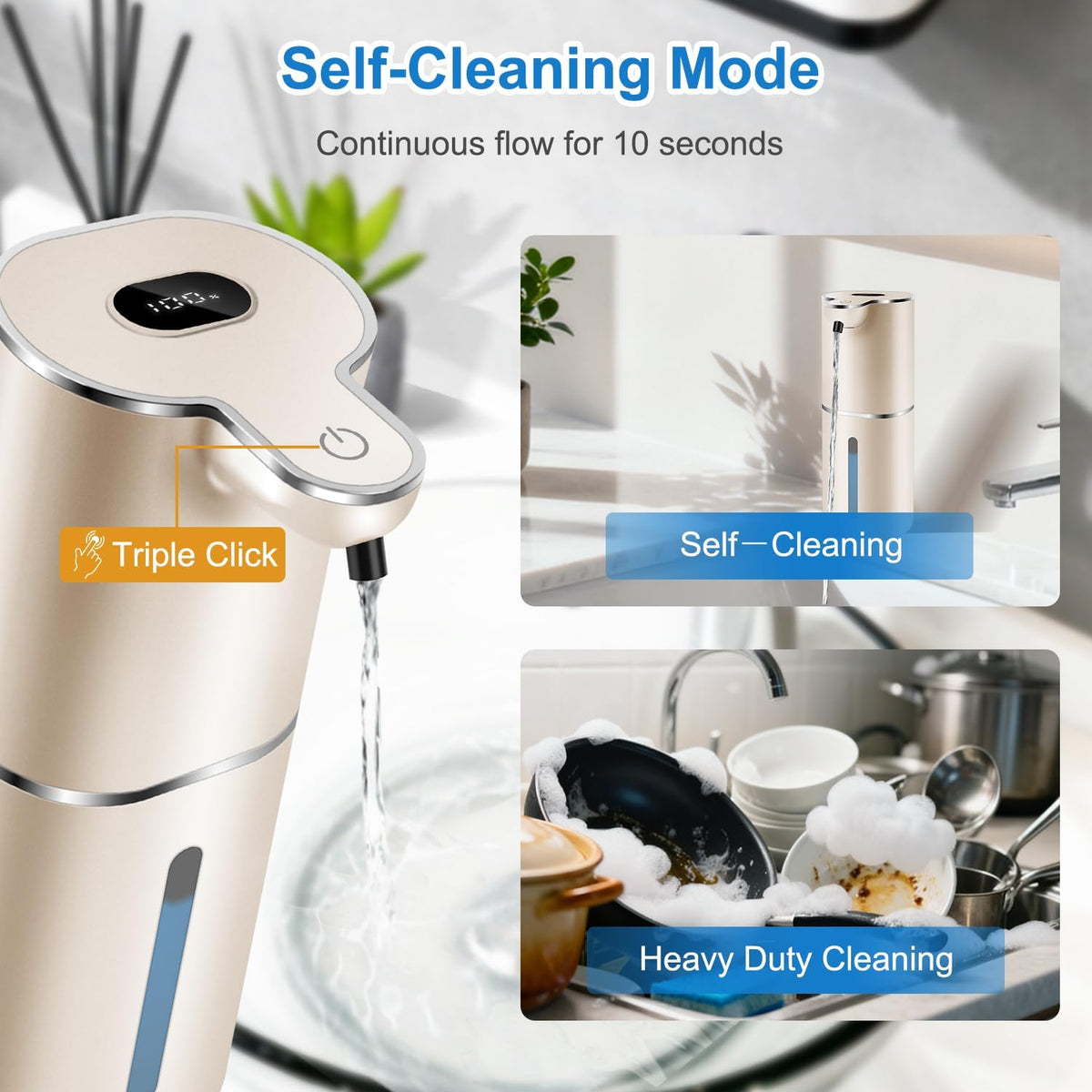 Automatic Foaming Soap Dispenser Digital Display, 6-Level Foam Adjustable
