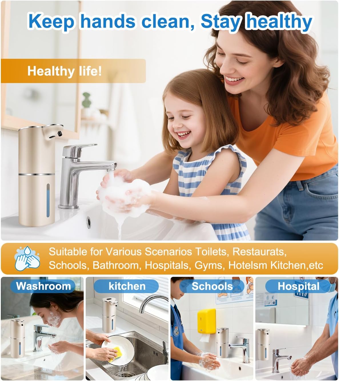 Automatic Foaming Soap Dispenser Digital Display, 6-Level Foam Adjustable