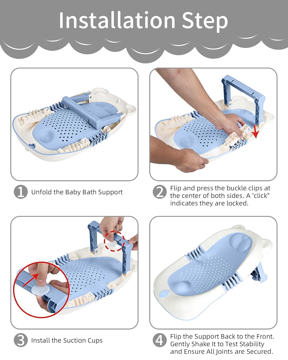 Baby Bath Support for Babies 0-6 Months Grey