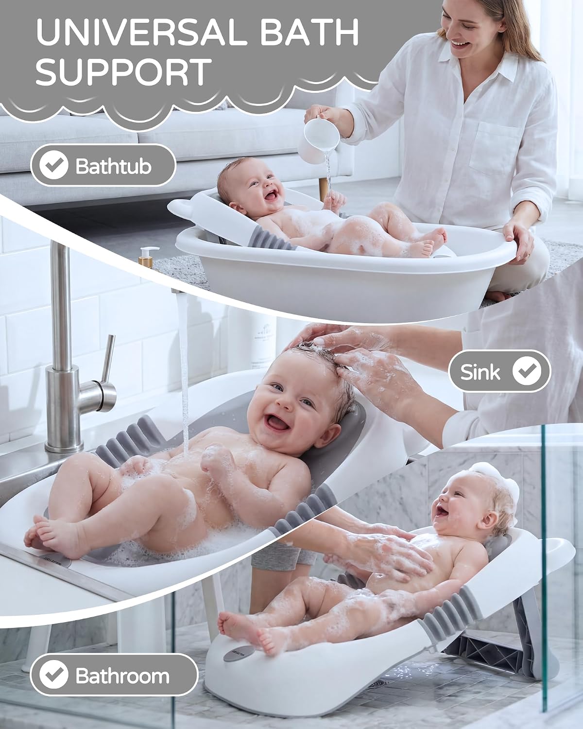 Baby Bath Support for Babies 0-6 Months Grey