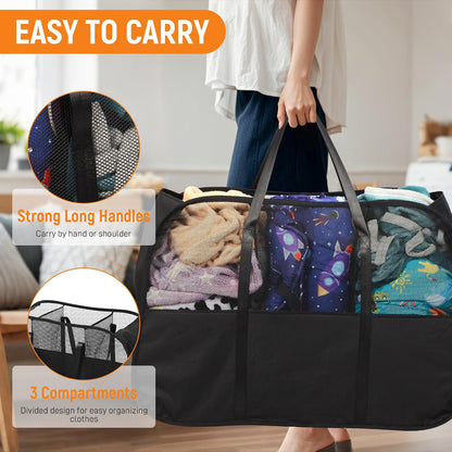 Collapsible Laundry Baskets with Easy Carry Handles, 95L Clothes Hamper for Storage, Foldable Laundry Basket Tear-proof, Large Pop Up Hampers for Laundry, Bedroom, Bathroom, Dorm Grey