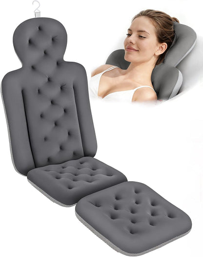 Luxury Bath Cushion, Full Body Bathtub Pillow with 160 Suction Cups, Bath Mat for Head and Neck Support, with Laundry Bag (Light Pink, 51" x 16")