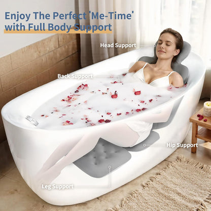Luxury Bath Cushion, Full Body Bathtub Pillow with 160 Suction Cups, Bath Mat for Head and Neck Support, with Laundry Bag (Light Pink, 51" x 16")
