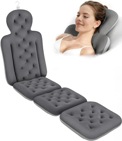 Luxury Bath Cushion, Full Body Bathtub Pillow with 160 Suction Cups, Bath Mat for Head and Neck Support, with Laundry Bag (Light Pink, 51" x 16")